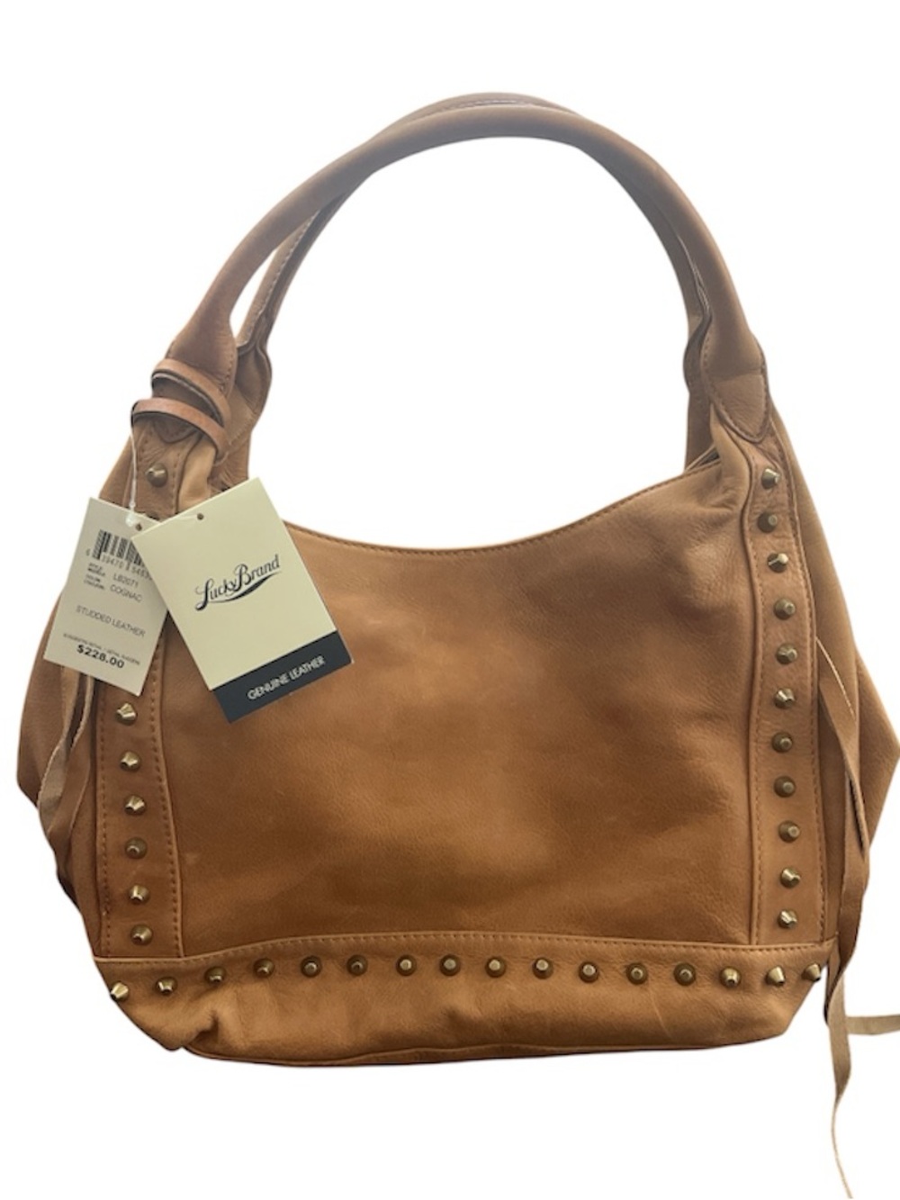 Lucky Brand Tan Leather Studded Shoulder Bag